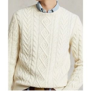 Polo Ralph Lauren RRL Wool Cashmere Fishermans Sweater Cream Mens 2XL New